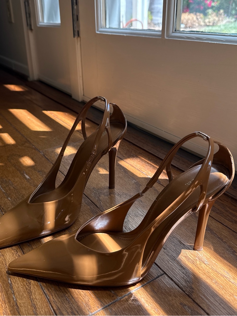 Zara Slingback Pointed-Toe Stiletto Pumps in Brown